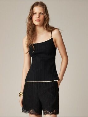 5" Stratus lace-trim short in textured satin J Crew